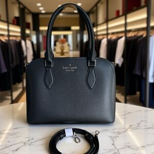 NWOT Kate Spade Darcy Satchel Black Crossgrain Leather Bag EUC NWOT